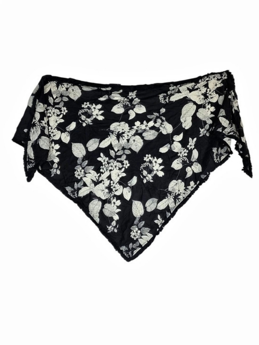 Part Two Phi Scarf Floral Fringe Wrap in Black & White